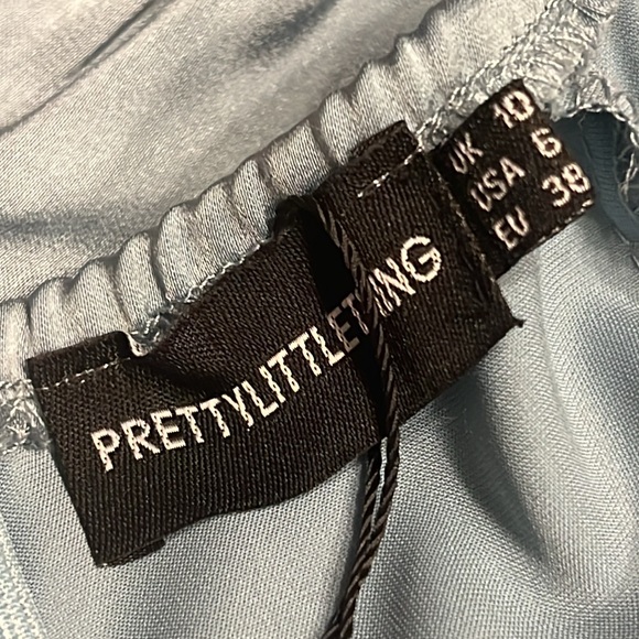 PRETTYLITTLETHING Satin Cowl Neck Hip Cut Out Dress - Picture 16 of 16